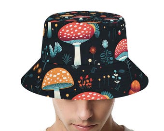 Fairycore Mushroom Bucket Hat: Cottagecore Toadstool Print
