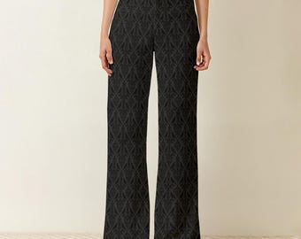 Pantaloni eleganti alternativi in damasco color corvo / Vita alta