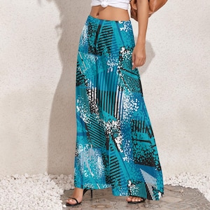 Electric Blue Wide Leg Pants: High Waist Flowy Boho Trousers
