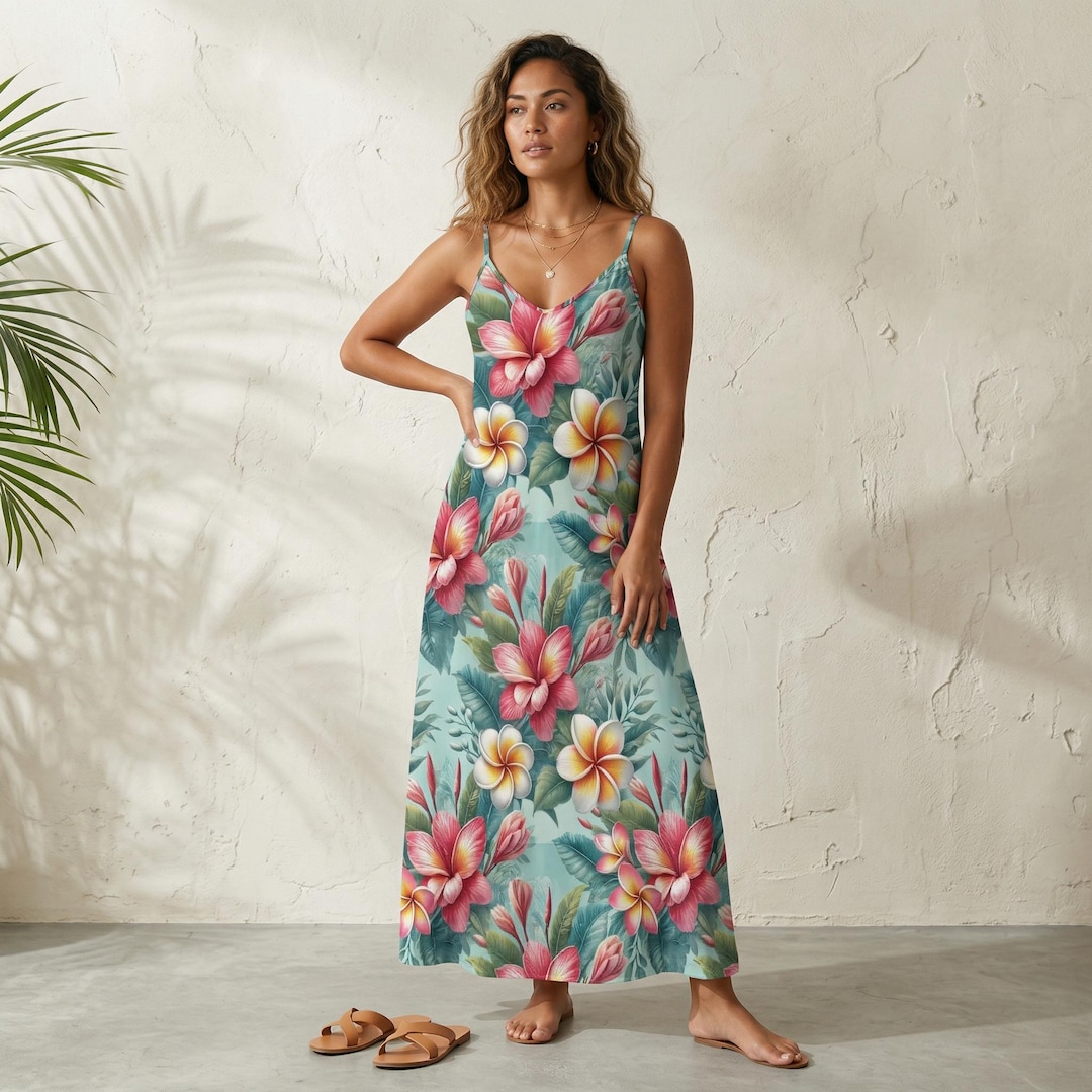modern hawaiian dresses Mele Dress giving you and happiness Atoll Blue Maxi Hawaiian Dress