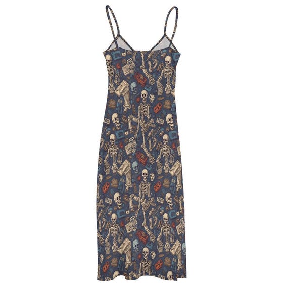 Vestido tobillero de calavera gamer: vestido largo estilo