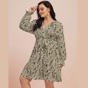 Pilz Print V-Ausschnitt Wickelkleid: Cottagecore Fairycore Style