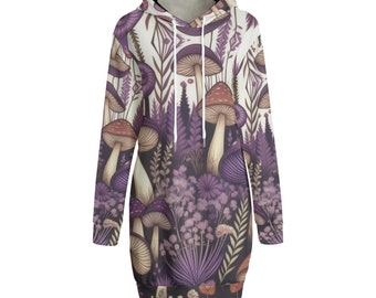 Purple Mushroom Hoodie Dress | Woodland Cottagecore Witchy Style
