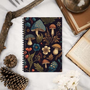 Woodland Mushroom Spiral Notebook: Cottagecore A5 Writing Journal