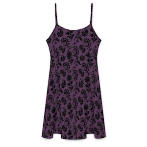 Purple Gothic Spring Strap Dress, Dark Fairycore Halter Dress, Sleeveless Witchy Sundress, Gothic Cottagecore Dress, Alternative Witch Dress