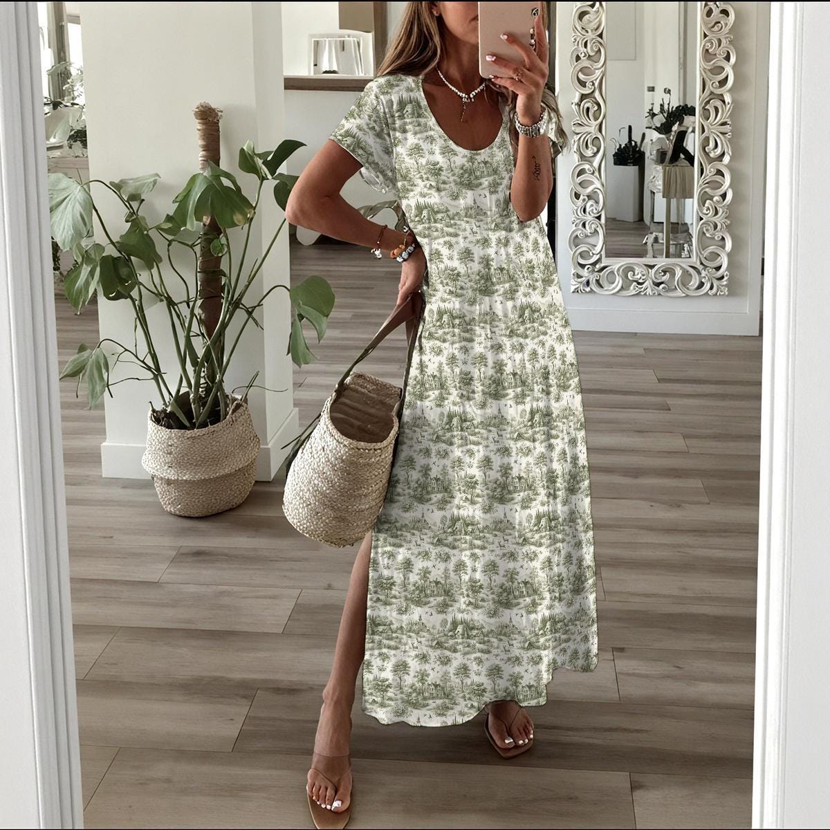 knee length dresses for ladies Long Sleeve Turtleneck Midi Dress – OGLmove main image 0