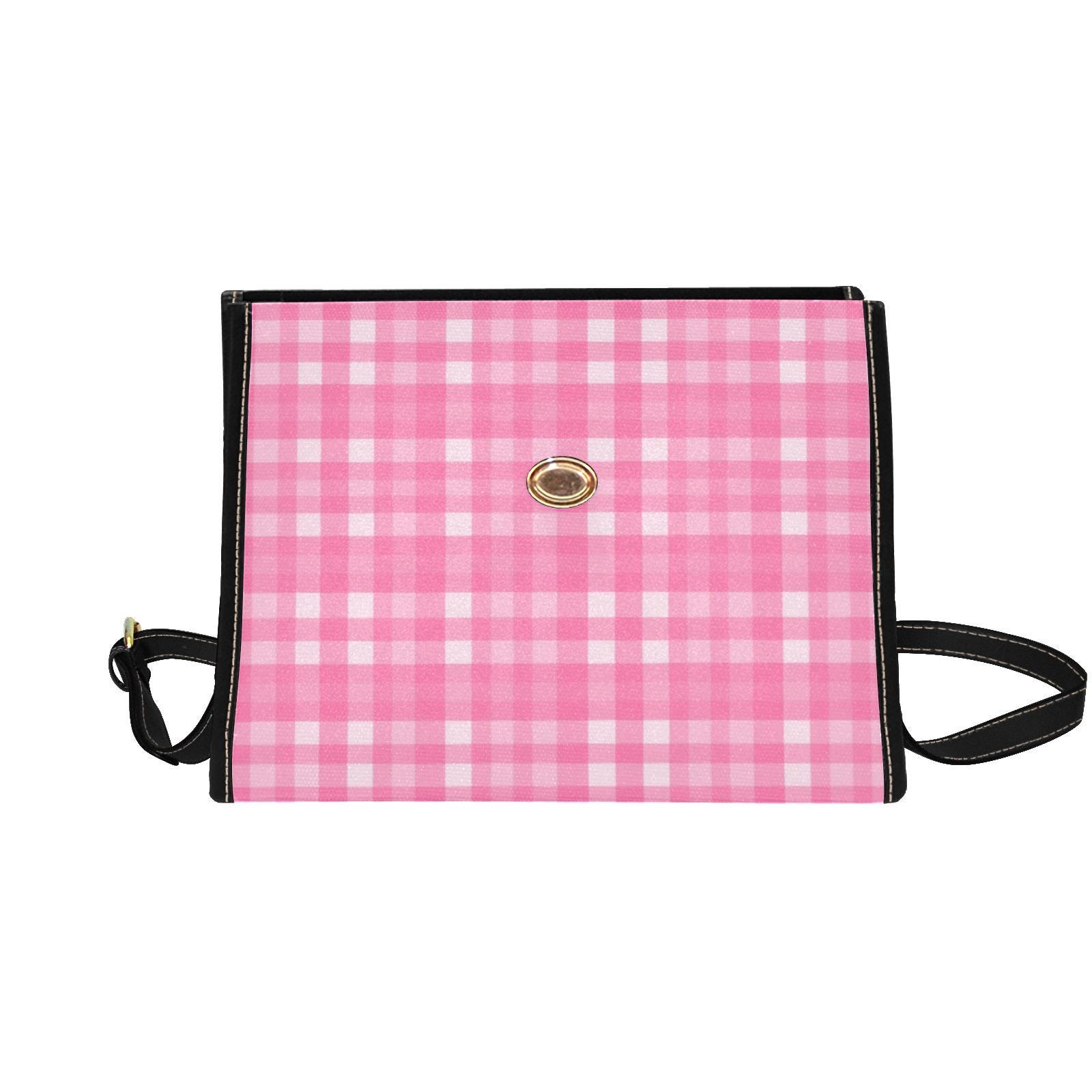 Pink Gingham Crossbody Bag: Y2K Travel Satchel, iPad Handbag 