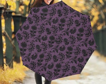 Lila Gothic Regenschirm: Witchcore Regenschutz, Auto Open Cut