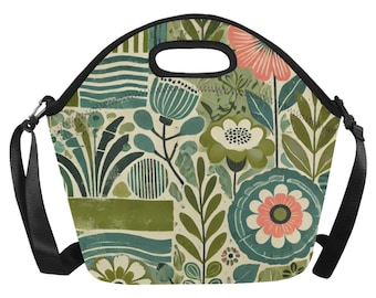 Jugendstil-Blumen-Lunch-Tasche, isolierte Neopren-Tasche