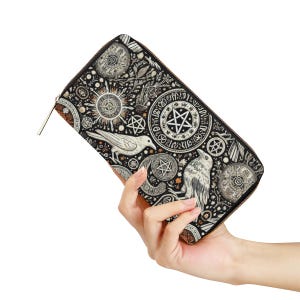 Pagan Vegan Leather Purse with Crow, Raven Design – Stylish and Functional image 2