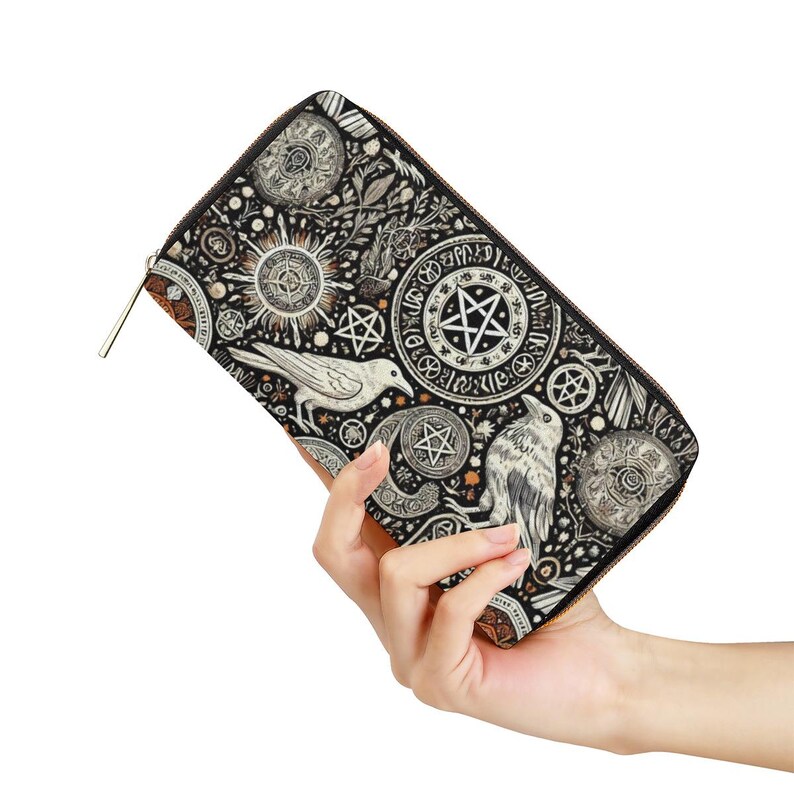 Pagan Vegan Leather Purse with Crow, Raven Design – Stylish and Functional image 2