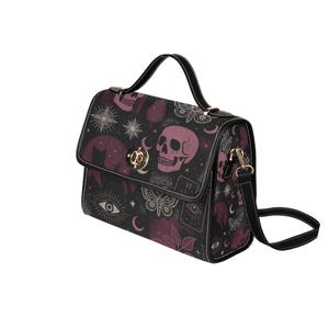 Bolso con candado "Hora de las Brujas" / Bolso de hombro gótico / Bolso bandolera negro Witchcore / Bolso de viaje ocultista / Almacenamiento para iPad y billetera