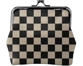 小物 Coach Kisslock Pouch Coin Wallet Plaid Checkered Kiss Lock Coin Purse, Retro Plaid Microfiber Leather