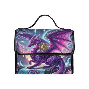 Neon Dragon Lock Bag - Black Shoulder Strap & Edging