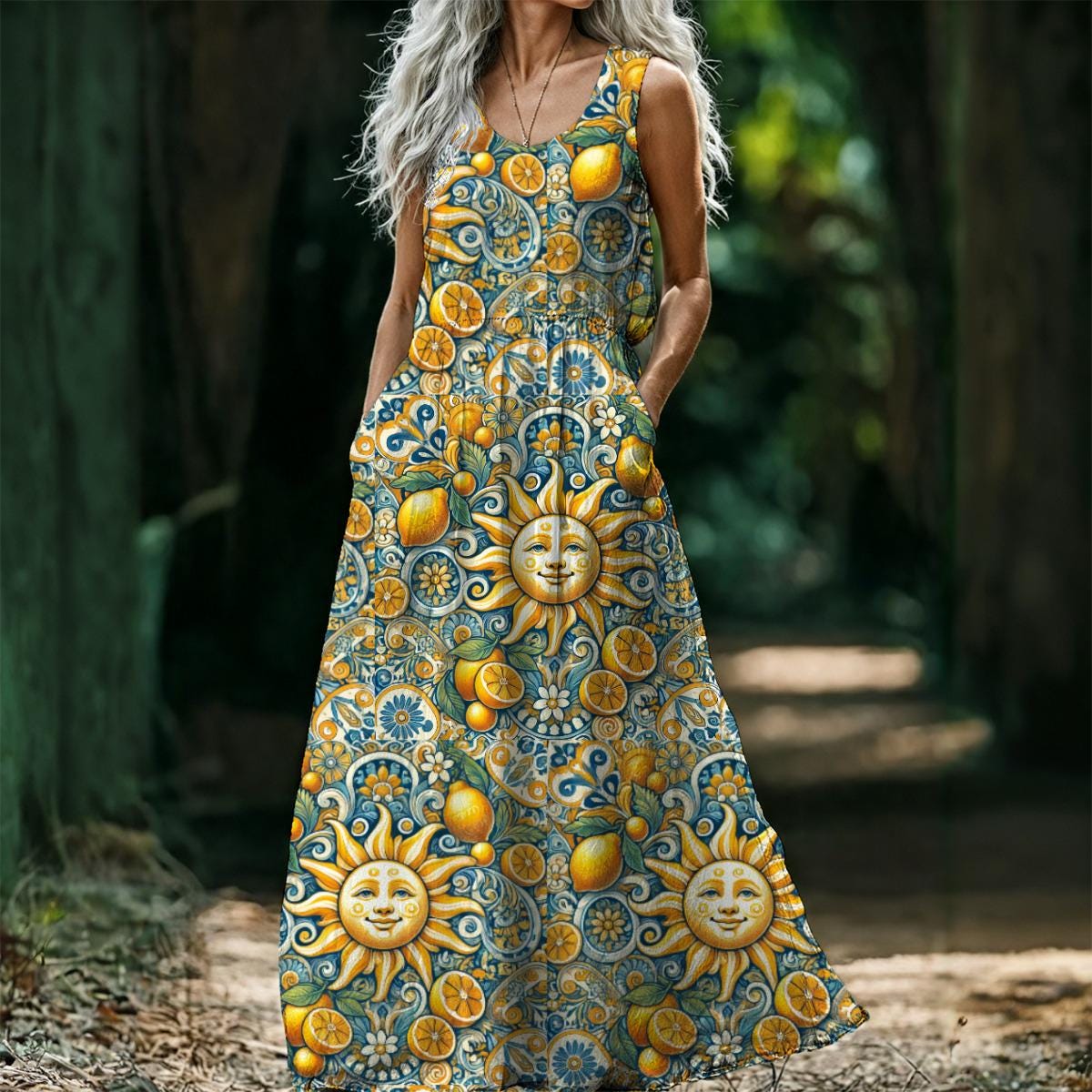 knee length dresses for ladies Boho Yellow Flower Smocked Mini Dress main image 0
