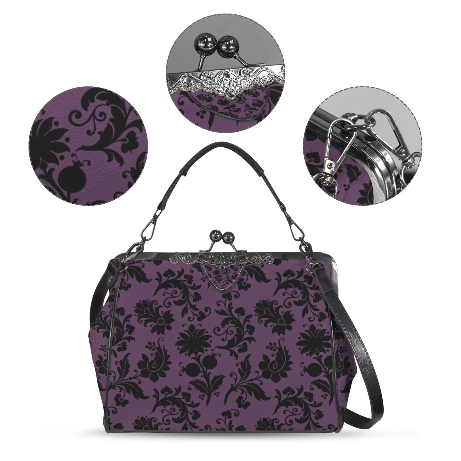 Purple Gothic Mushroom Kisslock Bag | Witchy Crossbody Shoulder