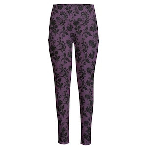 Purple Gothic High-Waist Leggings with Side Pocket – Witchy, Witchcore, and Gothcore Style