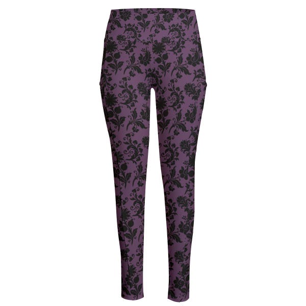 Purple Gothic High-Waist Leggings with Side Pocket – Witchy, Witchcore, and Gothcore Style