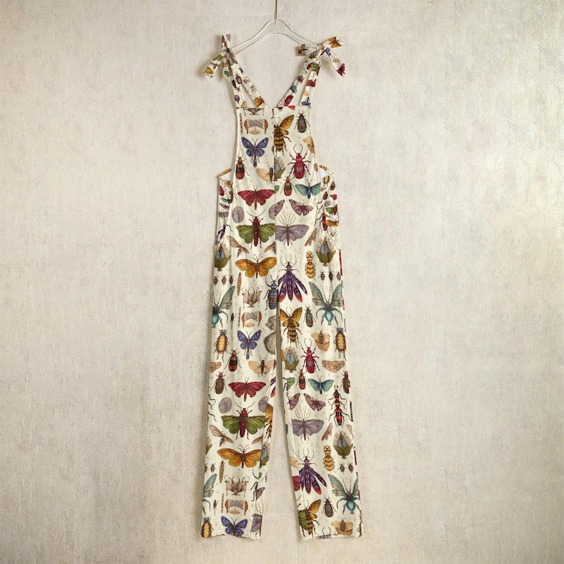 Insect Print Jumpsuit: Witchy Cottagecore Boho Overalls image 3