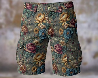Vintage bloemencargoshort voor heren: relaxed fit zomerkleding