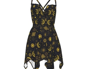 Sun and Moon Slip Dress: Mystical Witchcore Boho Style