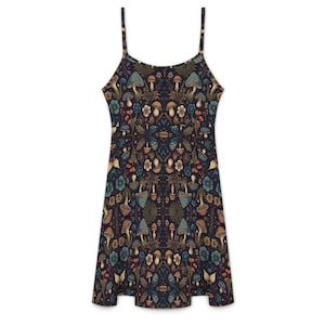 Mushroom Print Halter Dress: Cottagecore Fairycore Sundress