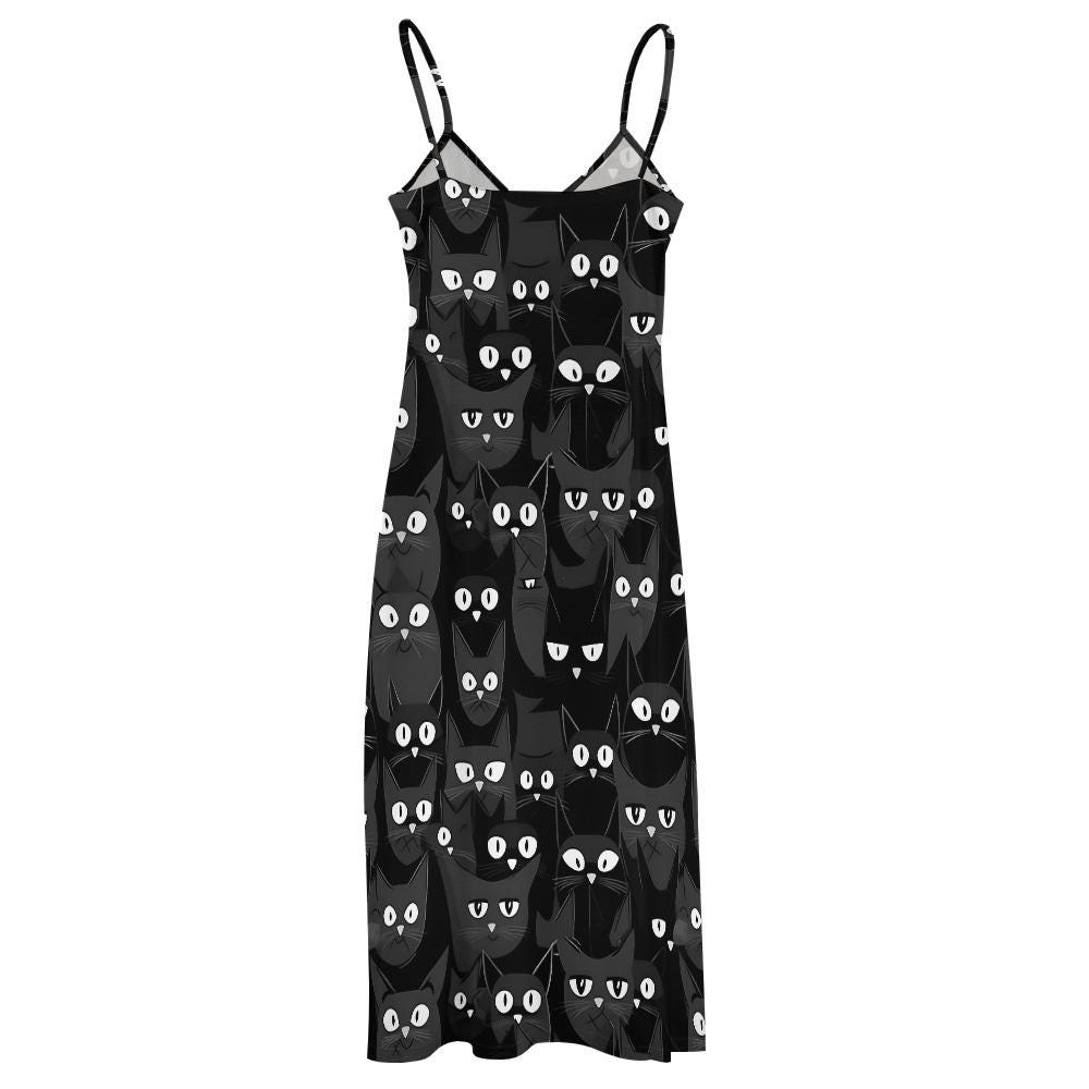 cat print maxi dress Cat Tales Sheer Midaxi Dress