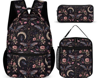 Conjunto Escolar Infantil Asas da Lua: Mochila, Lancheira e Estojo