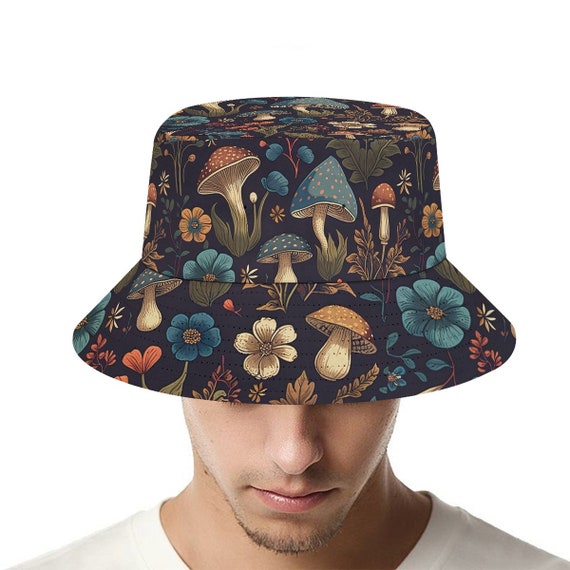 Mushroom Hat Womens Bucket Hat Festival Hat Mens Bucket Hat - Technical View