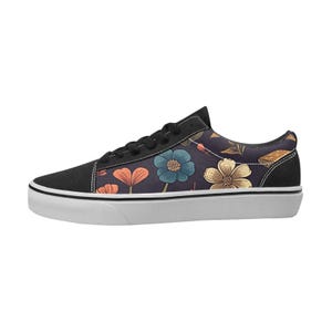 Mushroom Print Canvas Oxford Shoes: Cottagecore Lace-Up Sneakers image 4