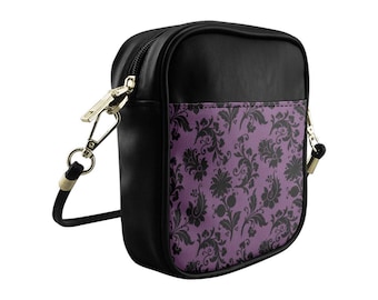 Purple Gothic Sling Bag | Gothcore Mini Crossbody PU Leather Purse