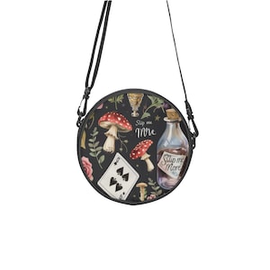 Wunderland Runde Schultasche | Librriancore Pilz Umhängetasche | Alice im Wunderland Geldbörse