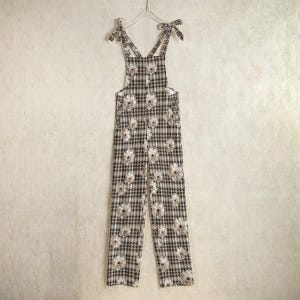 Houndstooth Floral Jumpsuit: Boho Y2K Jersey Playsuit