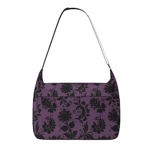 Lilafarbene Gothic Messenger Bag | Große Kapazitäts-Handtasche mit Reißverschluss | Gothic Schultertasche Umhängetasche