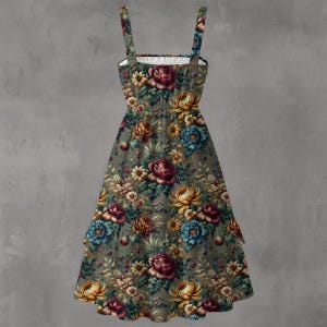 Dark Floral Sundress: Vintage Rose, Cottagecore Goth Ruffle Hem image 2