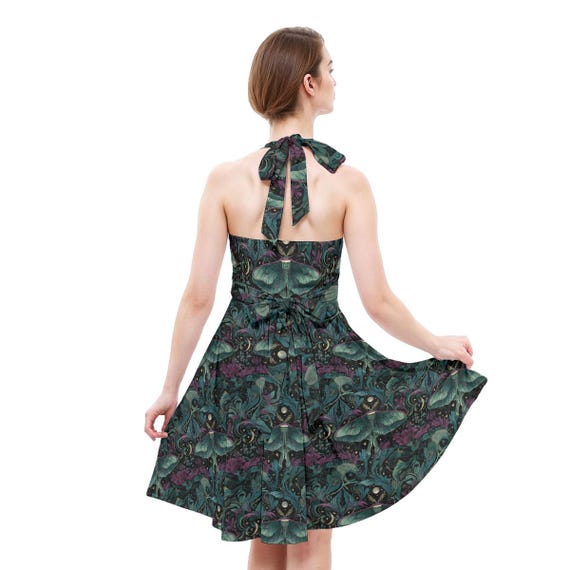 sage green dress halter neck Heavy Hearted Satin Maxi Dress