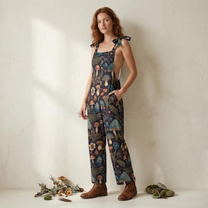 Waldpilz Damen Jumpsuit | Sommer Latzhose Overall | Bequem & Stilvoll | Normale Passform
