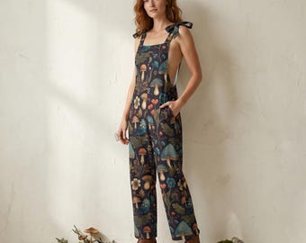 Woodland Mushroom Women’s Jumpsuit | Summer Dungaree Overalls | Comfortable & Stylish | Regular Fit