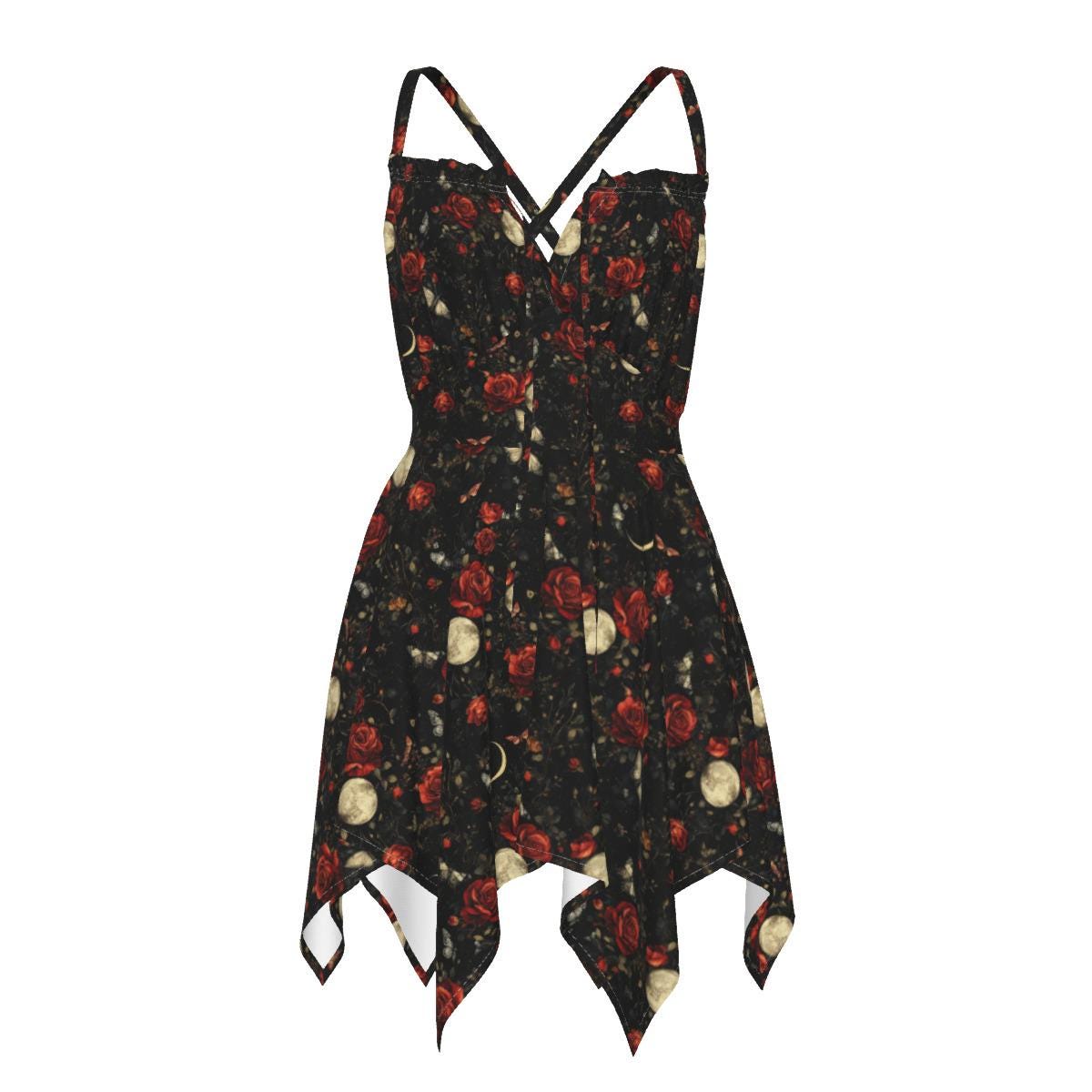 Midnight Garden Gothic Witchy Slip Dress | Sleeveless Jersey Beach Dress | Dark Cottagecore Aesthetic | Witchcore Summer Fashion