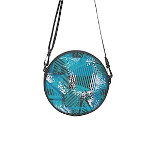 Electric Blue Round Satchel Bag | Arc-Shaped Canvas Shoulder Bag | Bold Statement Crossbody Bag with Adjustable Strap
