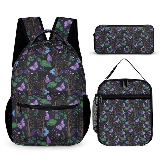 Butterfly Forest 3-piece School Bag Set: Kids Backpack 