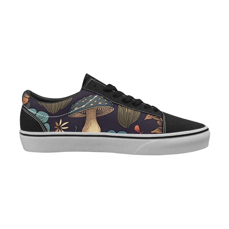 Mushroom Print Canvas Oxford Shoes: Cottagecore Lace-Up Sneakers image 3