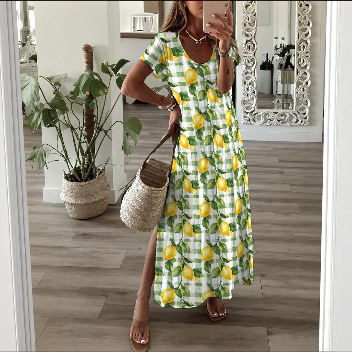 green emerald velvet dress Fruit Motif Floral Trimmed Maxi Dress – Magpies Nashville main image 0