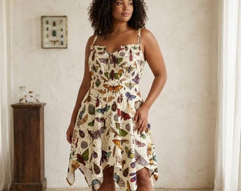 Bug Print Slip Dress: Whimsical Cottagecore Fairycore Fashion