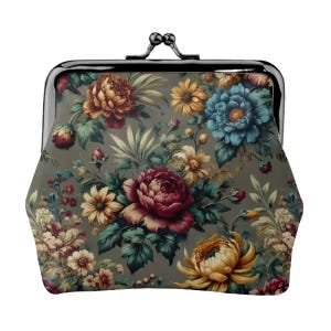 Vintage Floral Kiss Lock Coin Purse: Retro PU Leather Change Wallet
