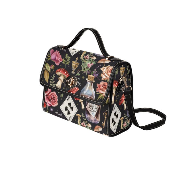 Alice in Wonderland Crossbody Bag: Drink Me Satchel, Fairy Tale Handbag