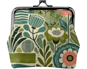 Vintage Floral Kiss Lock Coin Purse | Retro Botanical Pouch