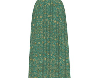 Falda larga de gasa con estampado paisley estilo boho: estilo playero boho