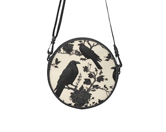 Gothic Raven Crossbody Bag, Black Crow Purse, Witchy Shoulder Bag, Gothic Handbag, Dark Academia Bag, Raven Gift