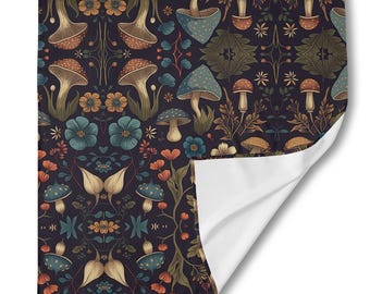 Paddenstoelzijden bandana: botanische cottagecore-sjaal